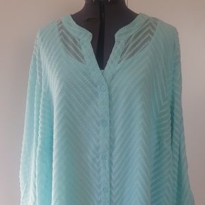 erika teal 2 piece blouse w/tank top size 2X